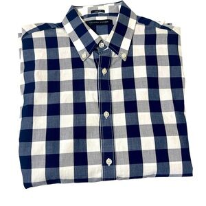 Tommy Hilfiger Slim Fit Blue and White Plaid Men's Shirt Size M 34-35